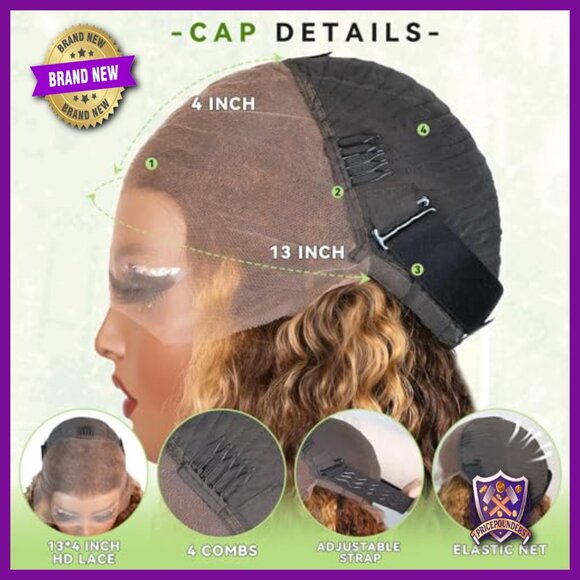 Short Curly Bob Wig Human Hair Lace Front Pre Plucked 13x4 HD Lace
